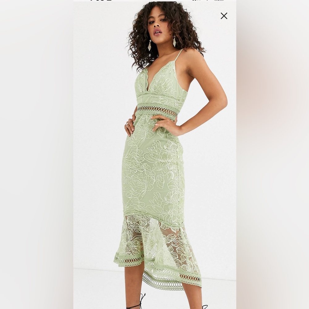 Seafoam fitted midi sequin dress